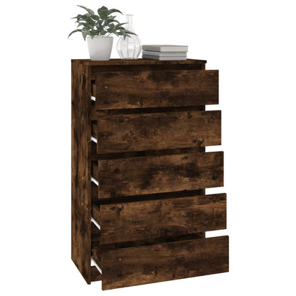 Ladekast 60X36X103 Cm Bewerkt Hout Gerookt Eikenkleurig - Design Meubelz