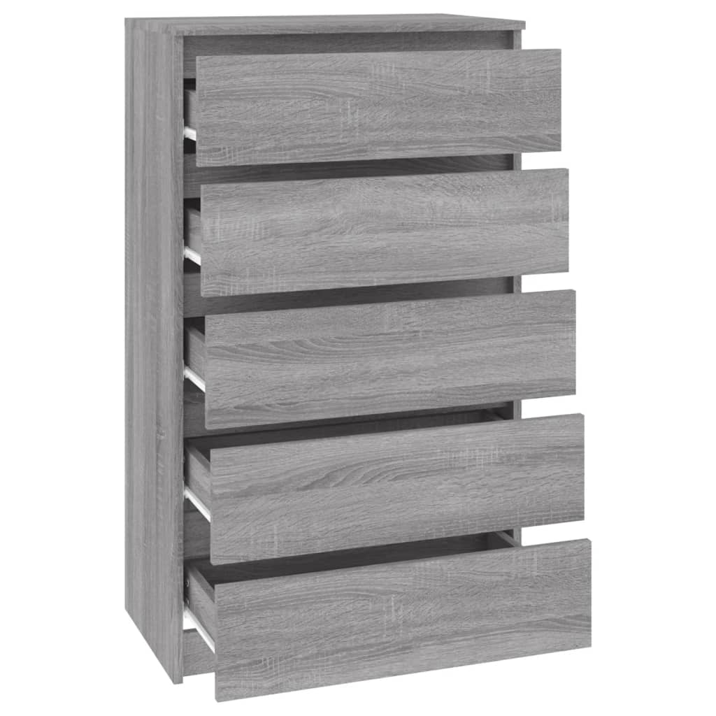 Ladekast 60X36X103 Cm Bewerkt Hout Grijs Sonoma Eikenkleurig - Design Meubelz