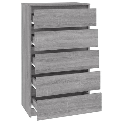 Ladekast 60X36X103 Cm Bewerkt Hout Grijs Sonoma Eikenkleurig - Design Meubelz