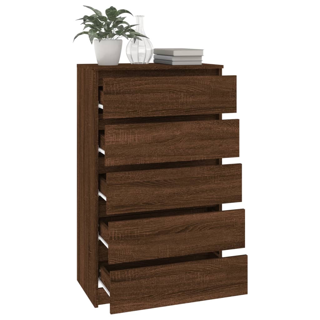 Ladekast 60X36X103 Cm Bewerkt Hout Bruineikenkleurig - Design Meubelz