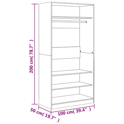 Kledingkast 100X50X200 Cm Bewerkt Hout Gerookt Eikenkleurig - Design Meubelz