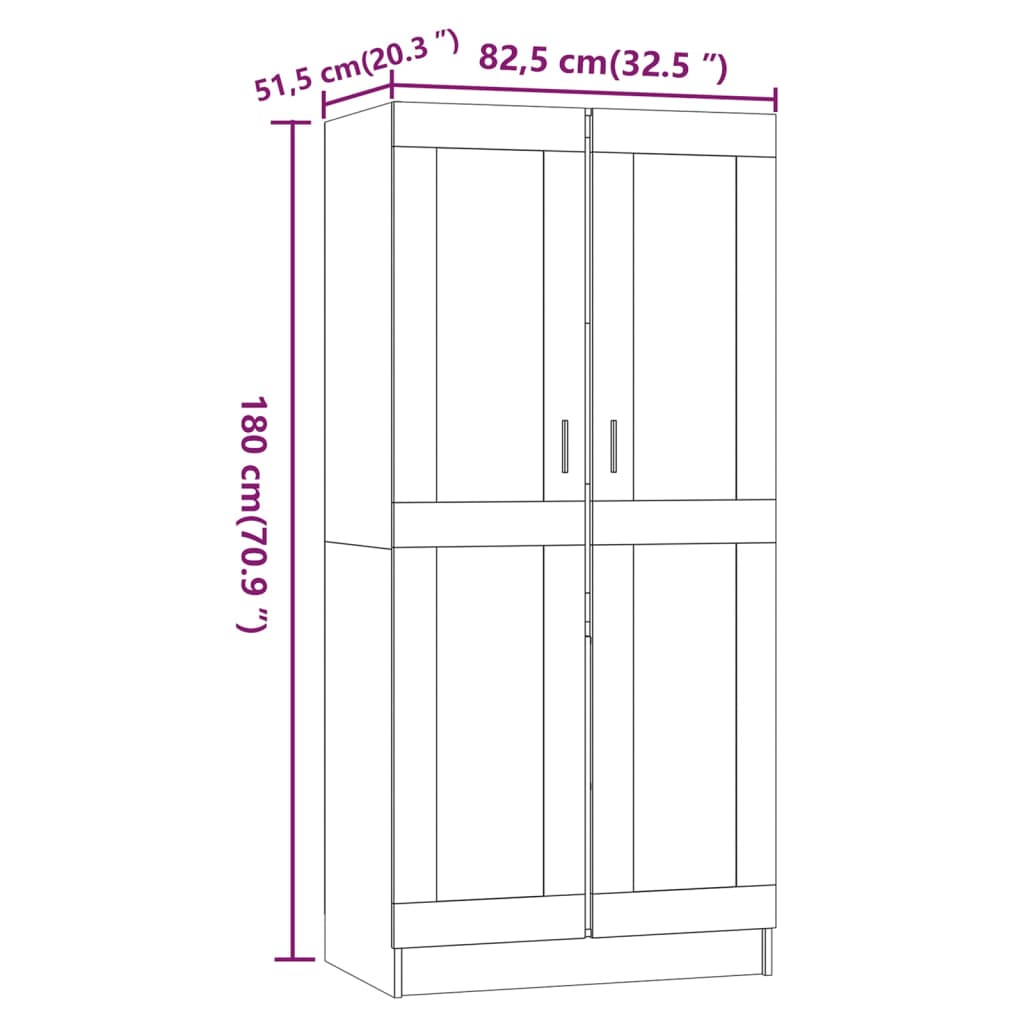 Kledingkast 82,5X51,5X180 Cm Bewerkt Hout Grijs Sonoma Eiken - Design Meubelz