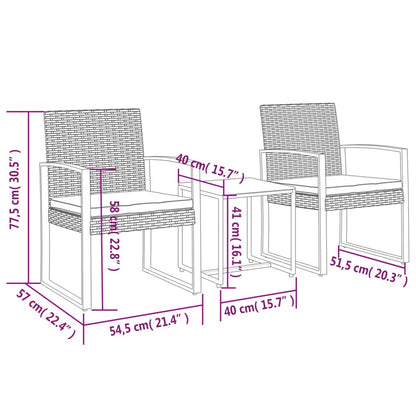 3-Delige Tuinset Met Kussens Polypropeen Rattan Zwart - Design Meubelz