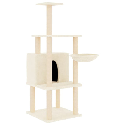 Kattenmeubel Met Sisal Krabpalen 132 Cm Crèmekleurig crème - Design Meubelz