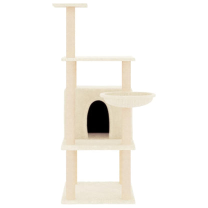 Kattenmeubel Met Sisal Krabpalen 132 Cm Crèmekleurig crème - Design Meubelz