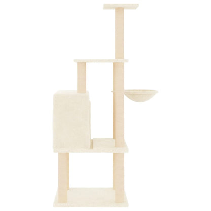 Kattenmeubel Met Sisal Krabpalen 132 Cm Crèmekleurig crème - Design Meubelz