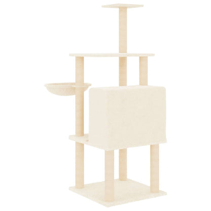 Kattenmeubel Met Sisal Krabpalen 132 Cm Crèmekleurig crème - Design Meubelz