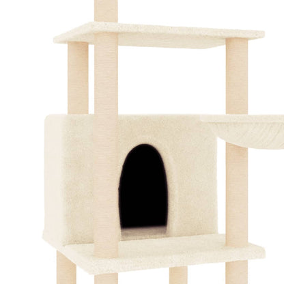 Kattenmeubel Met Sisal Krabpalen 132 Cm Crèmekleurig crème - Design Meubelz