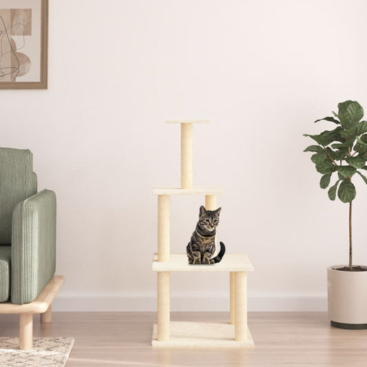 Kattenmeubel Met Sisal Krabpalen 111 Cm Crèmekleurig crème - Design Meubelz