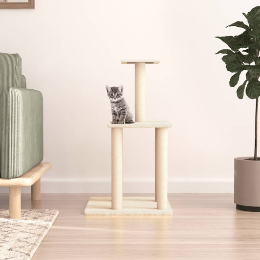 Kattenmeubel Met Sisal Krabpalen 85,5 Cm Crèmekleurig crème - Design Meubelz