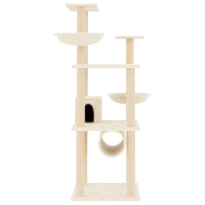 Kattenmeubel Met Sisal Krabpalen 141 Cm Crèmekleurig crème - Design Meubelz