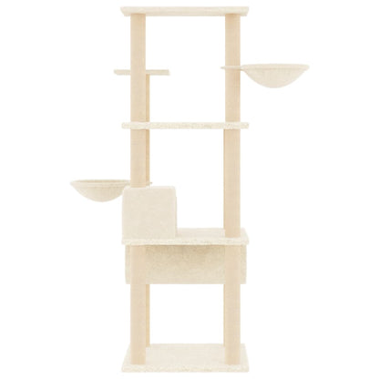 Kattenmeubel Met Sisal Krabpalen 141 Cm Crèmekleurig crème - Design Meubelz