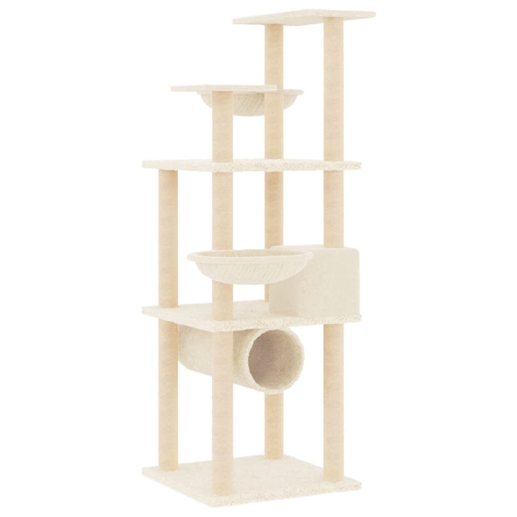 Kattenmeubel Met Sisal Krabpalen 141 Cm Crèmekleurig crème - Design Meubelz