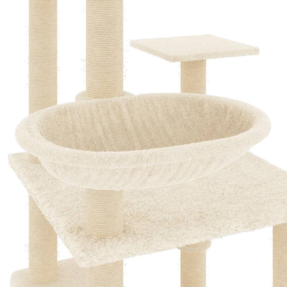 Kattenmeubel Met Sisal Krabpalen 141 Cm Crèmekleurig crème - Design Meubelz