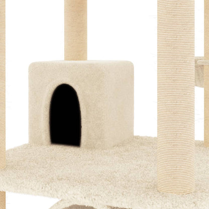 Kattenmeubel Met Sisal Krabpalen 141 Cm Crèmekleurig crème - Design Meubelz