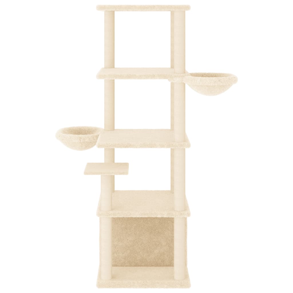 Kattenmeubel Met Sisal Krabpalen 147 Cm Crèmekleurig crème - Design Meubelz