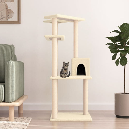 Kattenmeubel Met Sisal Krabpalen 123 Cm Crèmekleurig crème - Design Meubelz