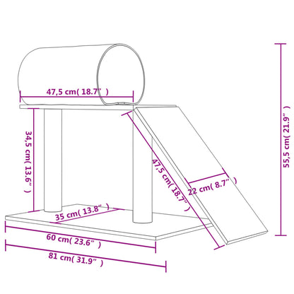 Kattenmeubel Met Tunnel En Ladder 55,5 Cm Crèmekleurig crème - Design Meubelz