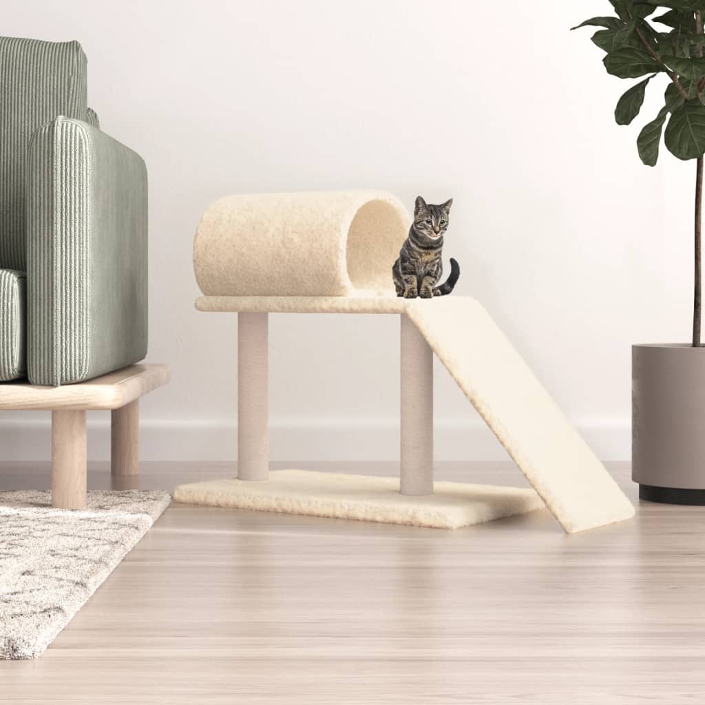 Kattenmeubel Met Tunnel En Ladder 55,5 Cm Crèmekleurig crème - Design Meubelz