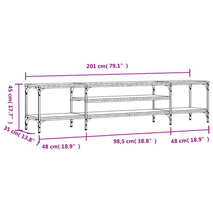 Tv-Meubel 201X35X45 Cm Bewerkt Hout En Ijzer Zwart Zwart - Design Meubelz