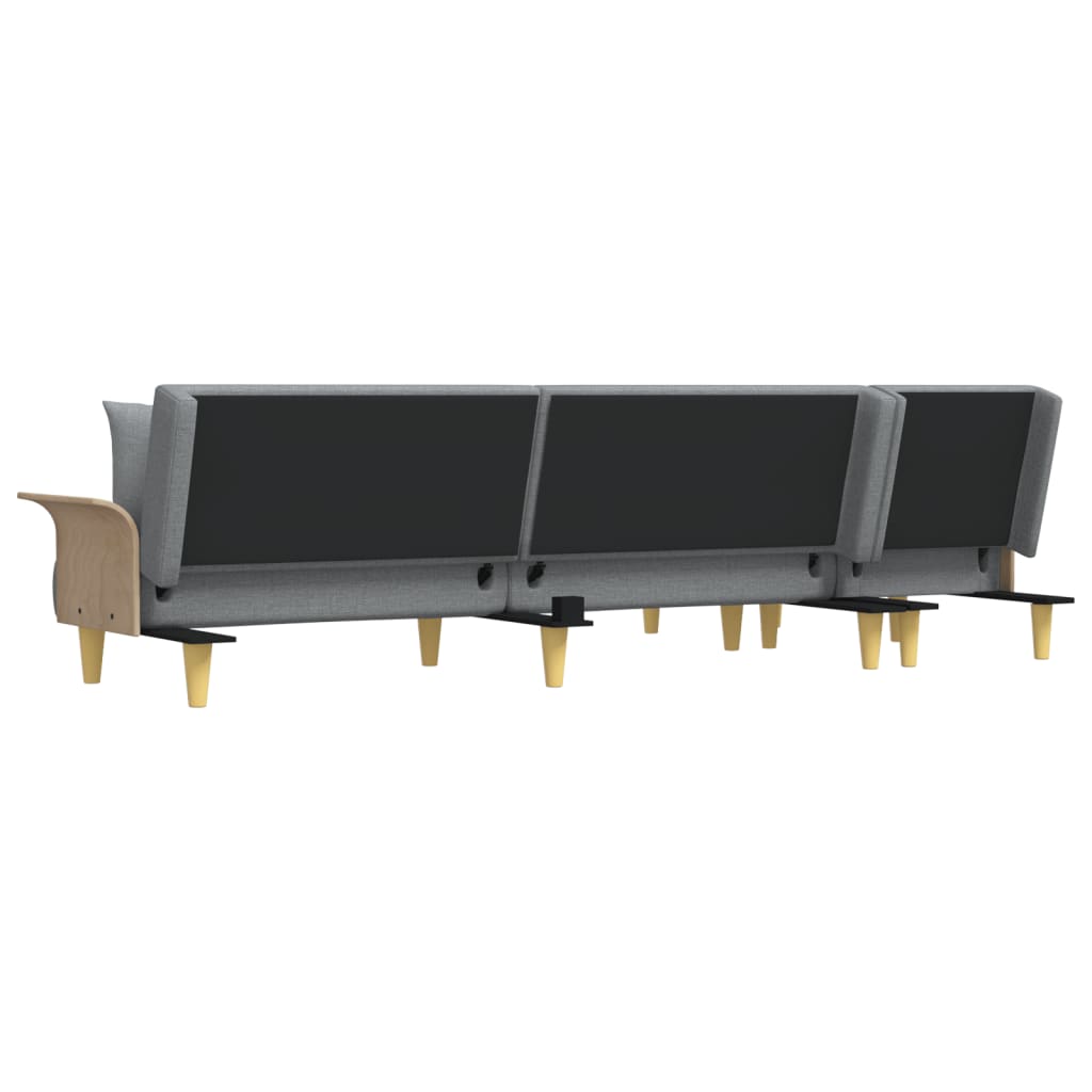 Slaapbank L-Vormig 279X140X70 Cm Stof Lichtgrijs - Design Meubelz