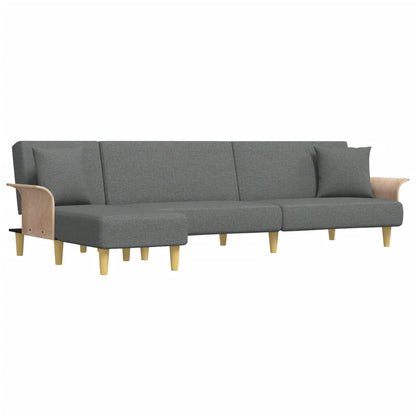 Slaapbank L-Vormig 279X140X70 Cm Stof Donkergrijs - Design Meubelz