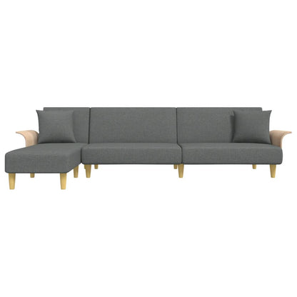 Slaapbank L-Vormig 279X140X70 Cm Stof Donkergrijs - Design Meubelz