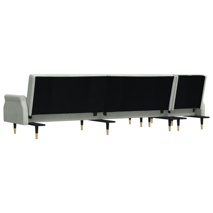 Slaapbank L-Vormig 271X140X70 Cm Fluweel Lichtgrijs - Design Meubelz