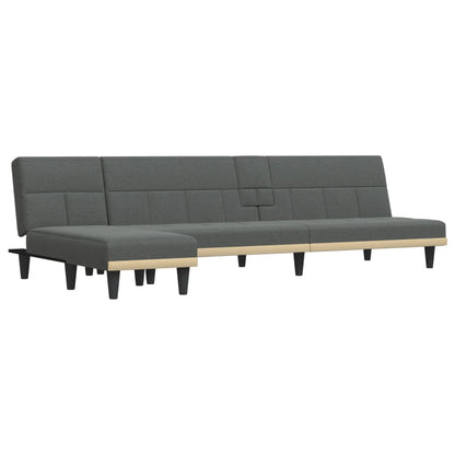 Slaapbank L-Vormig 255X140X70 Cm Stof Donkergrijs - Design Meubelz