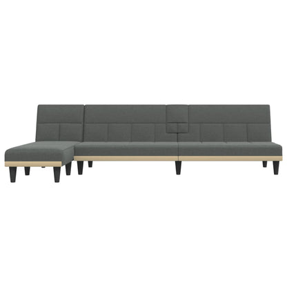 Slaapbank L-Vormig 255X140X70 Cm Stof Donkergrijs - Design Meubelz