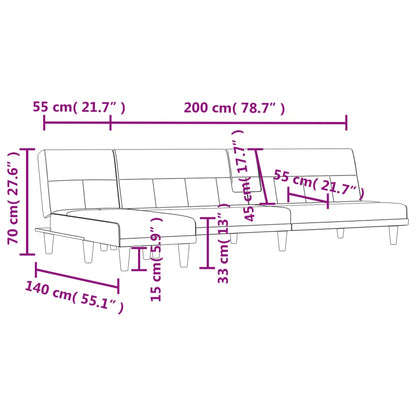 Slaapbank L-Vormig 255X140X70 Cm Stof Donkergrijs - Design Meubelz