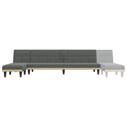 Slaapbank L-Vormig 255X140X70 Cm Stof Donkergrijs - Design Meubelz