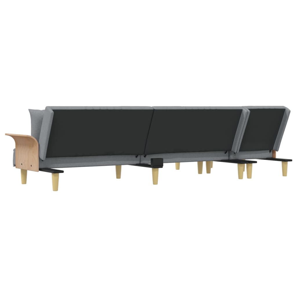 Slaapbank L-Vormig 279X140X70 Cm Stof Lichtgrijs - Design Meubelz