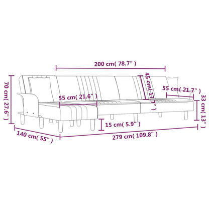 Slaapbank L-Vormig 279X140X70 Cm Stof Lichtgrijs - Design Meubelz