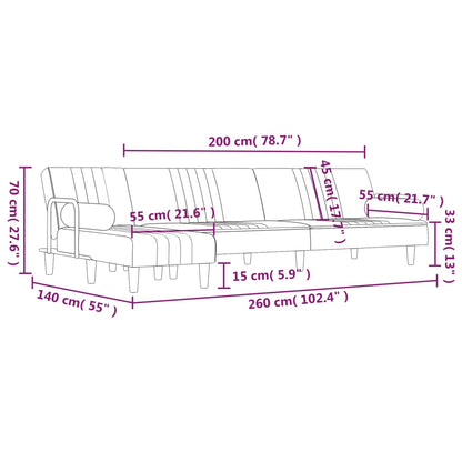 Slaapbank L-Vormig 260X140X70 Cm Fluweel Donkergrijs - Design Meubelz