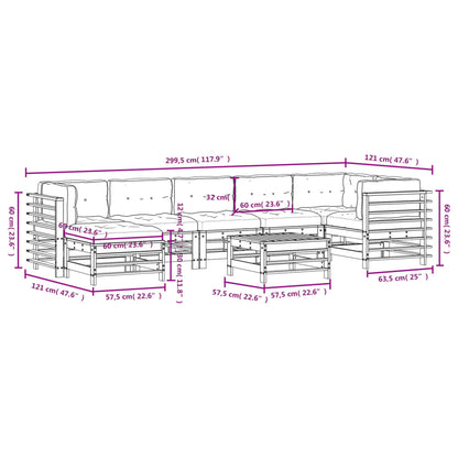 8-Delige Loungeset Met Kussens Massief Hout Wit - Design Meubelz