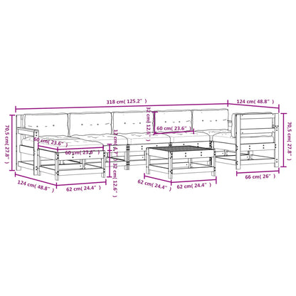 8-Delige Loungeset Met Kussens Massief Hout Grijs - Design Meubelz