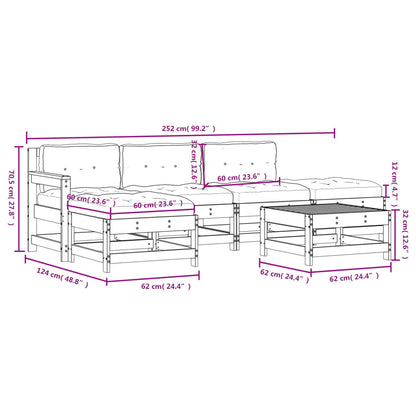 6-Delige Loungeset Met Kussens Grenenhout Honingbruin - Design Meubelz