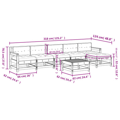 7-Delige Loungeset Met Kussens Massief Hout Zwart - Design Meubelz