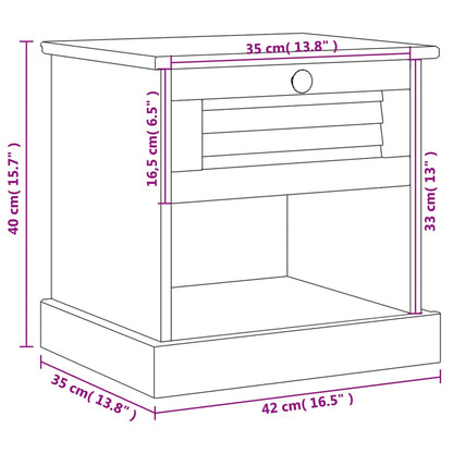 Nachtkastje Vigo 42X35X40 Cm Massief Grenenhout Grijs - Design Meubelz