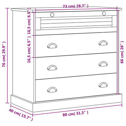 Ladekast Vigo 80X40X76 Cm Massief Grenenhout Wit - Design Meubelz