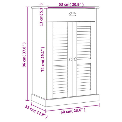 Schoenenkast Vigo 60X35X96 Cm Massief Grenenhout Grijs - Design Meubelz