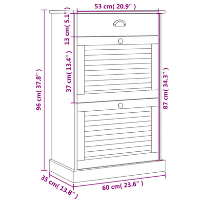 Schoenenkast Vigo 60X35X96 Cm Massief Grenenhout Grijs - Design Meubelz