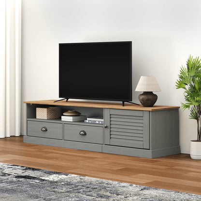 Tv-Meubel Vigo 156X40X40 Cm Massief Grenenhout Grijs - Design Meubelz