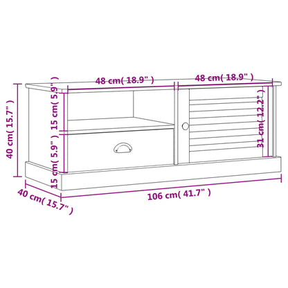 Tv-Meubel Vigo 106X40X40 Cm Massief Grenenhout Grijs - Design Meubelz