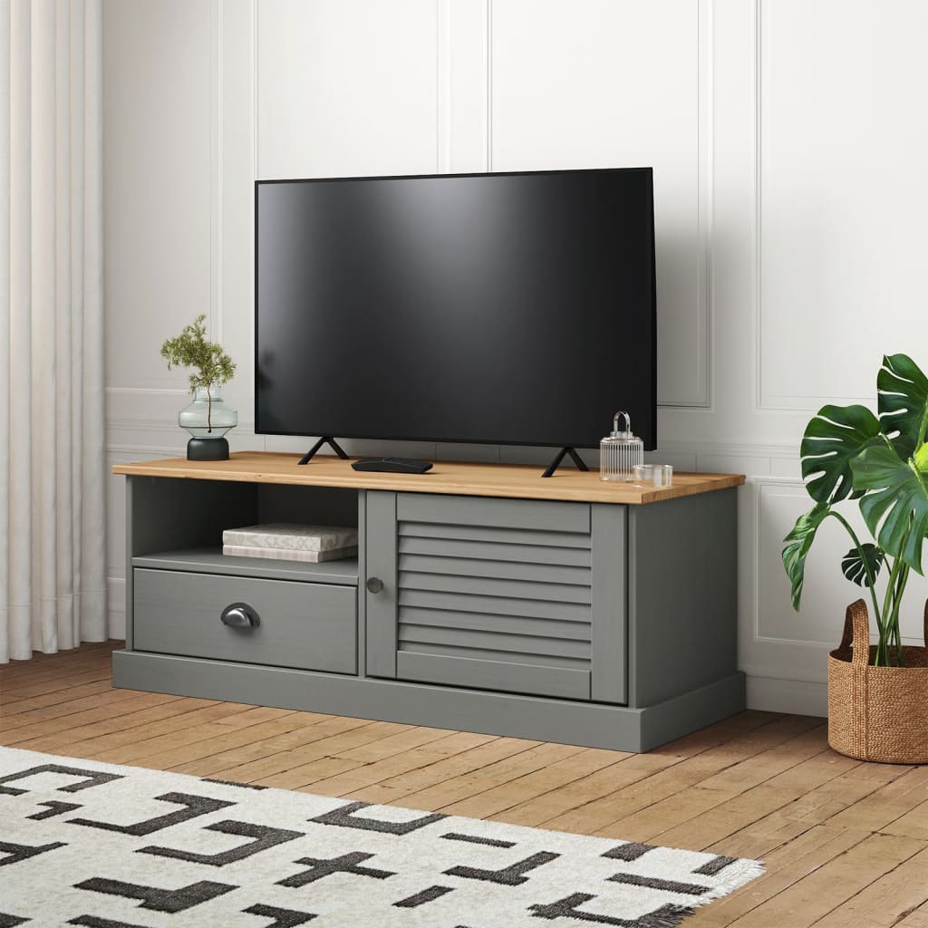 Tv-Meubel Vigo 106X40X40 Cm Massief Grenenhout Grijs - Design Meubelz