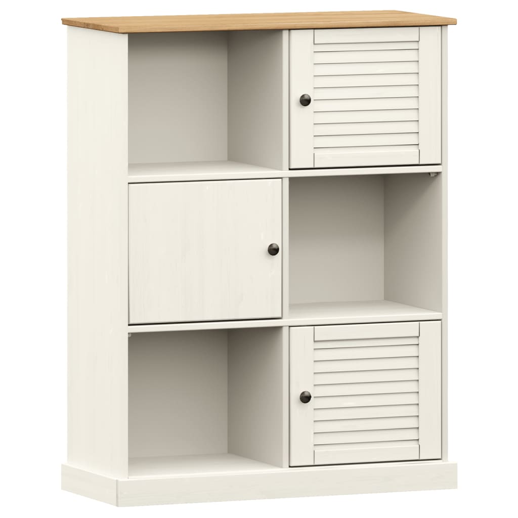 Boekenkast Vigo 90X35X114,5 Cm Massief Grenenhout Wit - Design Meubelz