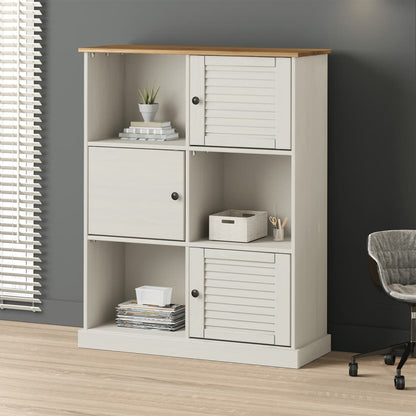 Boekenkast Vigo 90X35X114,5 Cm Massief Grenenhout Wit - Design Meubelz