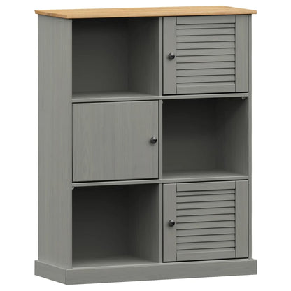 Boekenkast Vigo 90X35X114,5 Cm Massief Grenenhout Grijs - Design Meubelz