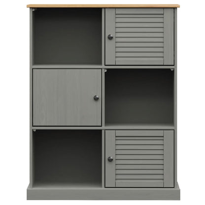 Boekenkast Vigo 90X35X114,5 Cm Massief Grenenhout Grijs - Design Meubelz